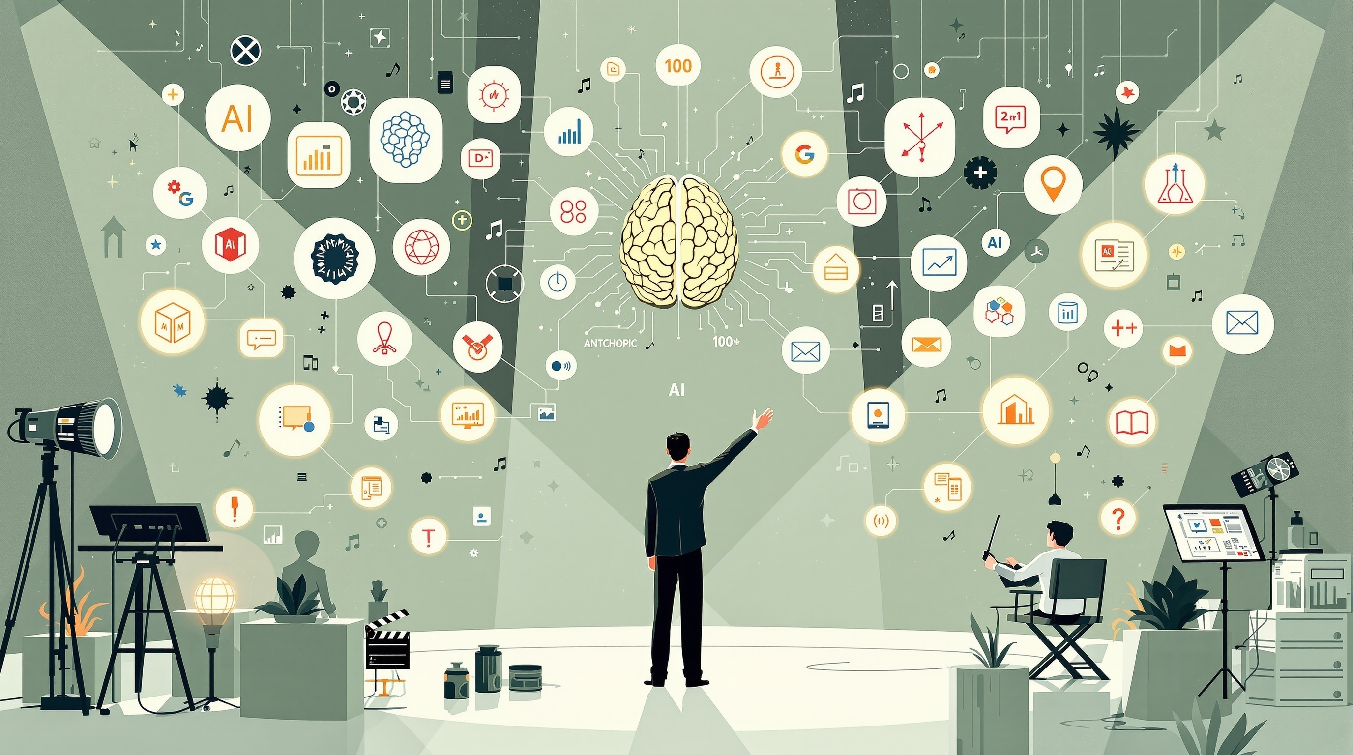 Genspark의 3개의 레이어로 구성된 오케스트레이션을 표현한 일러스트