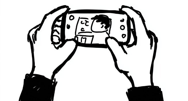 수험생 타겟 광고 콘텐츠 핸드폰 하는 손 그림