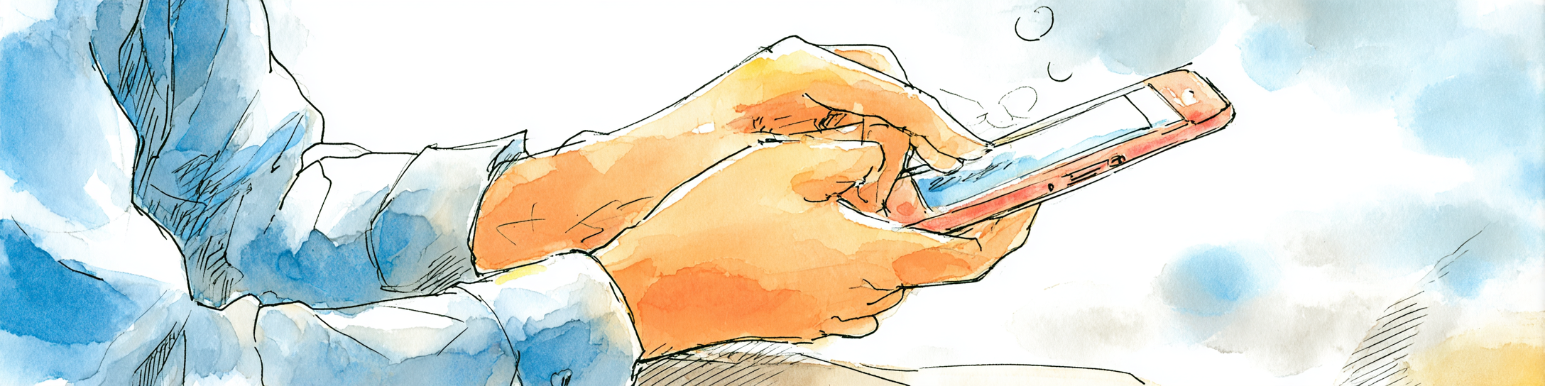 스마트폰을 하는 손 그림