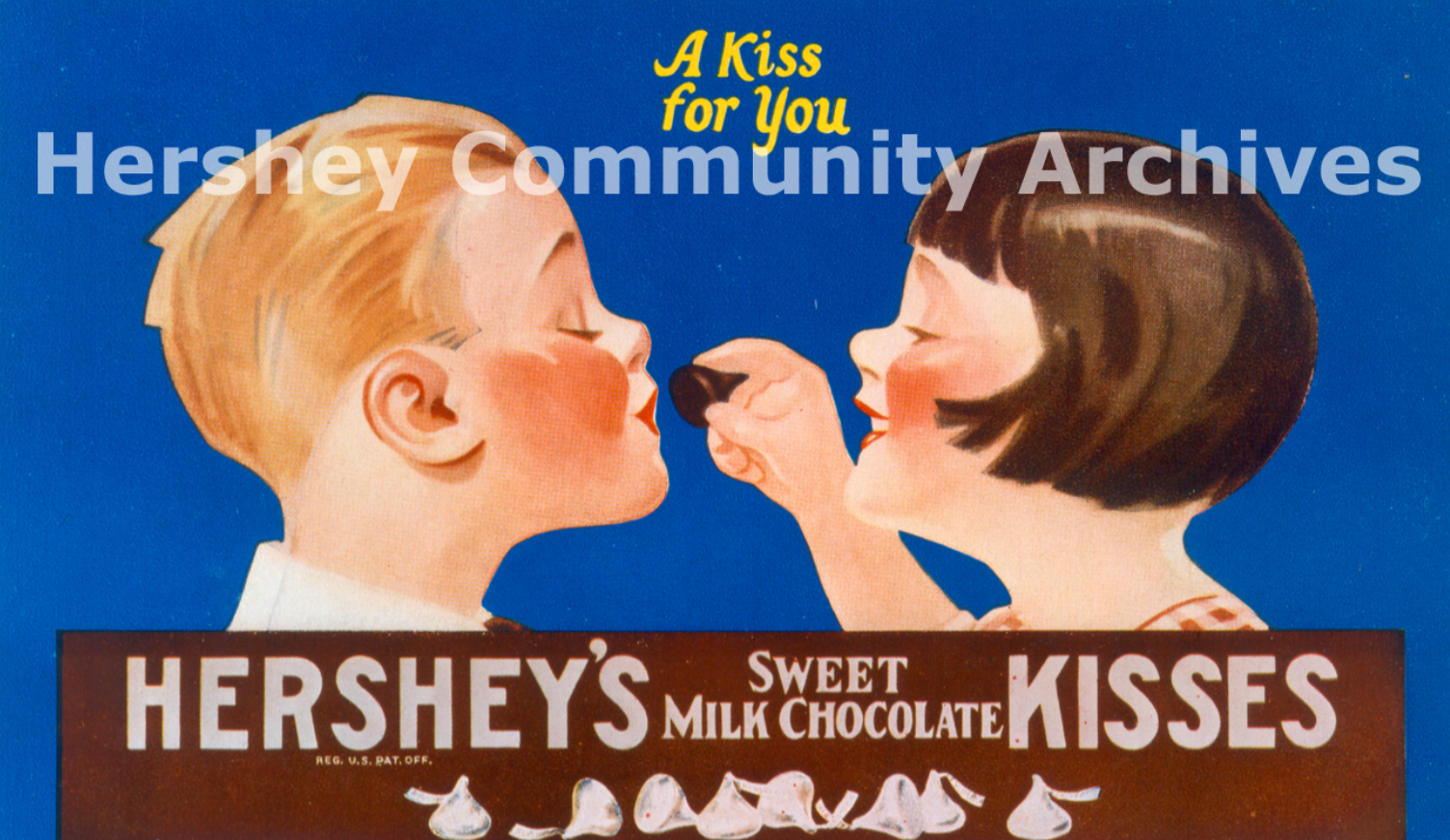 Product packaging including the iconic “A Kiss for You” slogan, ca. 1925-1950