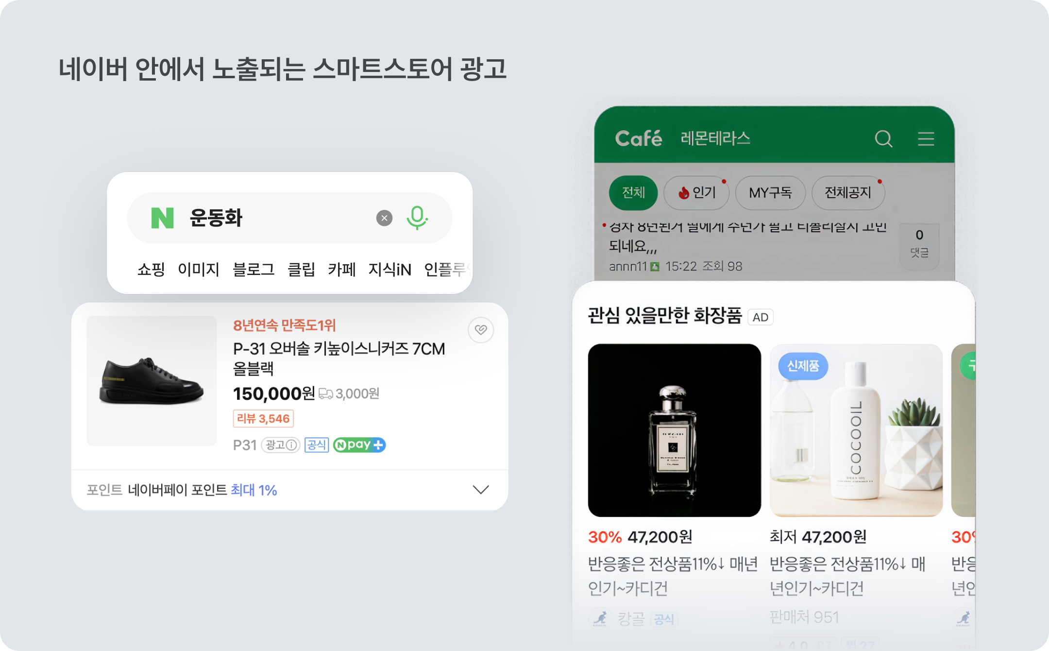 네이버에서 노출되는 스마트스토어 광고 예시 ⓒ아임웹