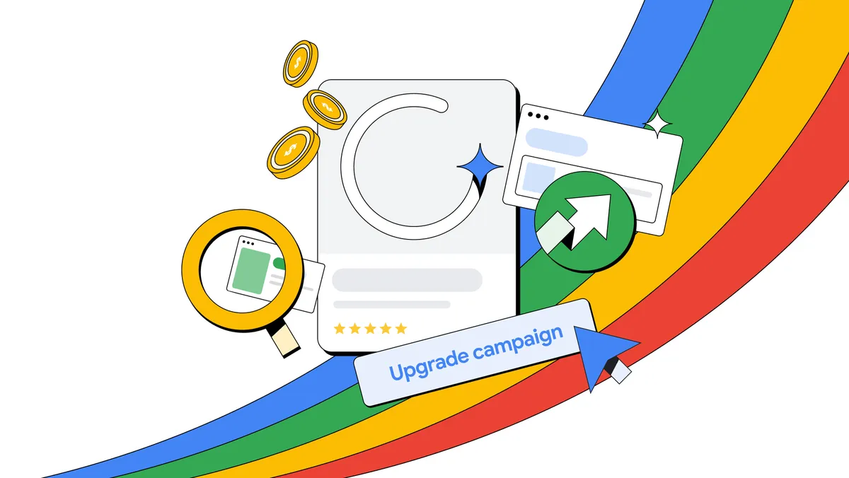 기존 Google Ads 자동화 기능이 AI Max for Search campaigns로 전환되는 과정을 보여주는 Google 공식 이미지