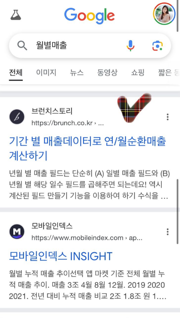 SEO 우수 사례 : 월별매출 검색 시 상단 노출